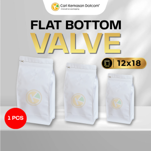 1 Flat Bottom 12 x 18 dengan Valve Kemasan Plastik Ziplock Warna Putih