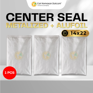 1 (2) Center Seal 14 x 22 Kemasan Plastik Alumunium Foil Warna Glossy