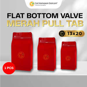 1 Flat Bottom 13 x 20 dengan Valve Kemasan Plastik Ziplock Warna Merah