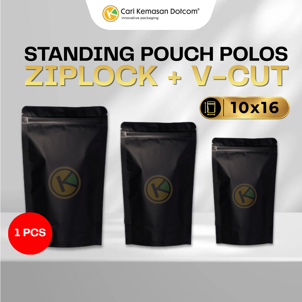Standing Pouch 10 x 16 Kemasan Plastik Ziplock Non Window Hitam