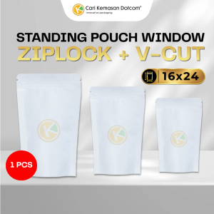 1 Standing Pouch 16 x 24 Kemasan Plastik Ziplock Non Window Putih