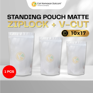 1 Standing Pouch 10 x 17 Kemasan Plastik Ziplock Transparan Doff