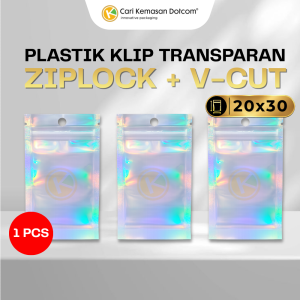 1 Plastik Klip 20 x 30 Kemasan Kilau Pelangi Ziplock Putih Susu Transparan