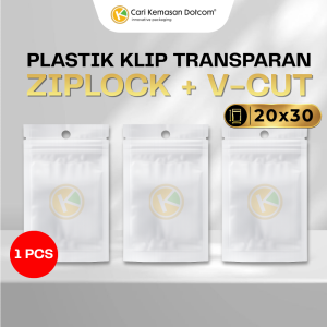 1 Plastik Klip 20 x 30 Kemasan Ziplock Putih Susu Transparan