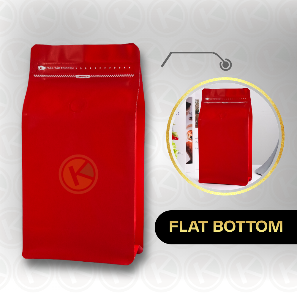 Flat Bottom 13 x 20 dengan Valve Kemasan Plastik Ziplock Warna Merah - Gambar 3