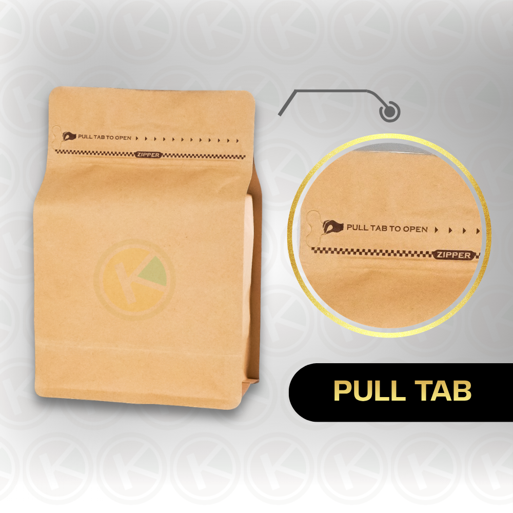 Flat Bottom 13 x 20 Kraft Paper Kemasan Plastik Ziplock Warna Coklat dengan Pull Tab - Gambar 3