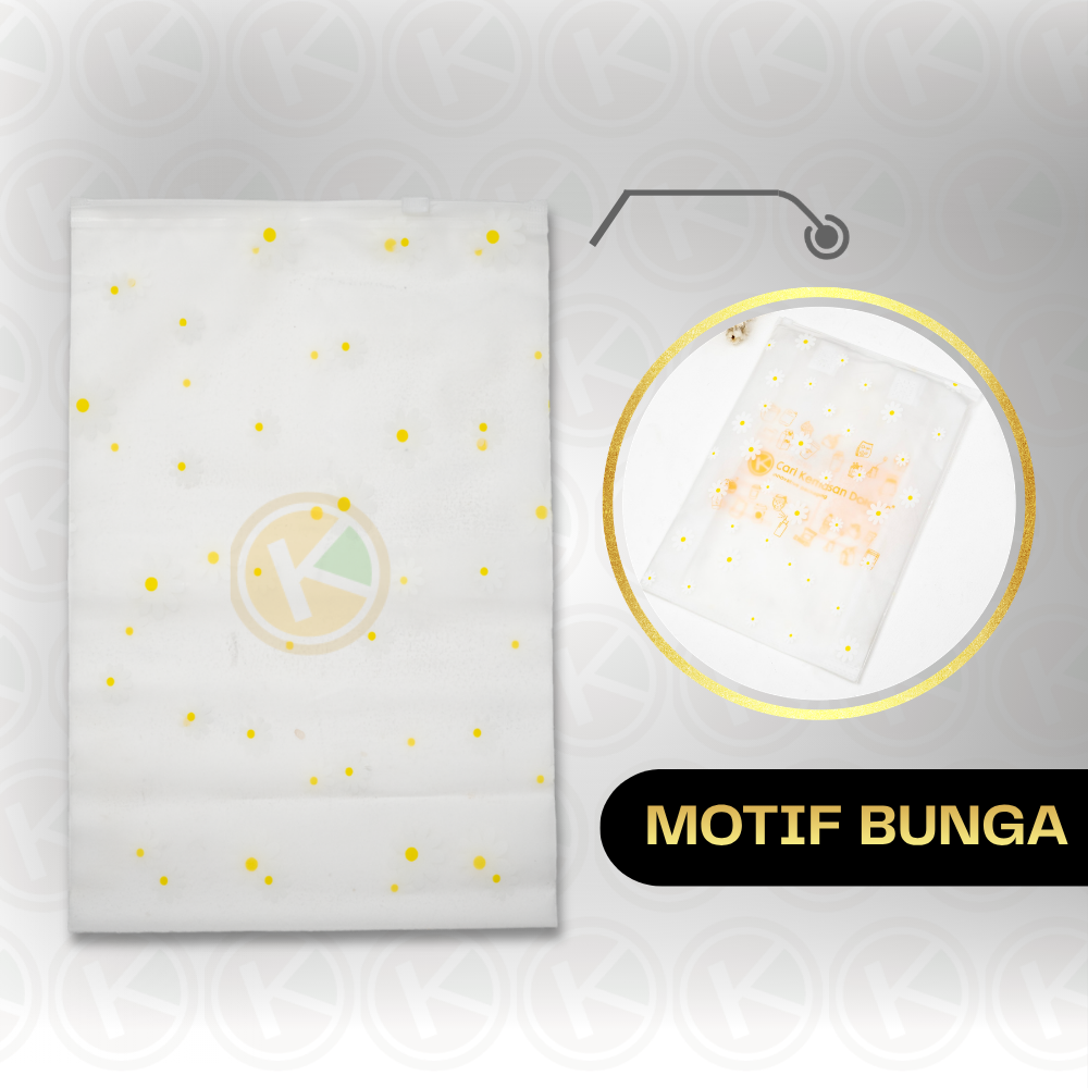 Zipper Bag 30 x 40 Frosted Matte Buram Transparan Motif Bunga - Gambar 3