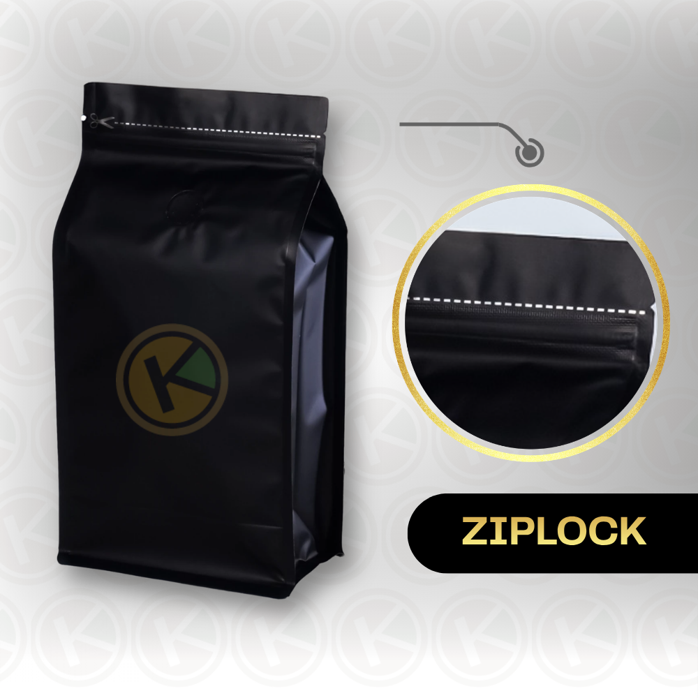 Flat Bottom 10 x 15 dengan Valve Kemasan Plastik Ziplock Warna Hitam - Gambar 3