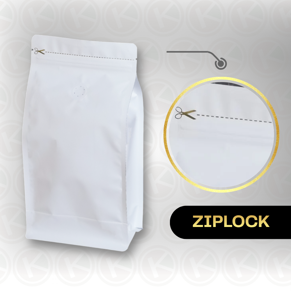 Flat Bottom 15 x 33 dengan Valve Kemasan Plastik Ziplock Warna Putih - Gambar 3