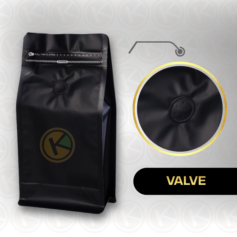 Flat Bottom 13 x 26 dengan Valve Kemasan Plastik Ziplock Warna Hitam - Gambar 4