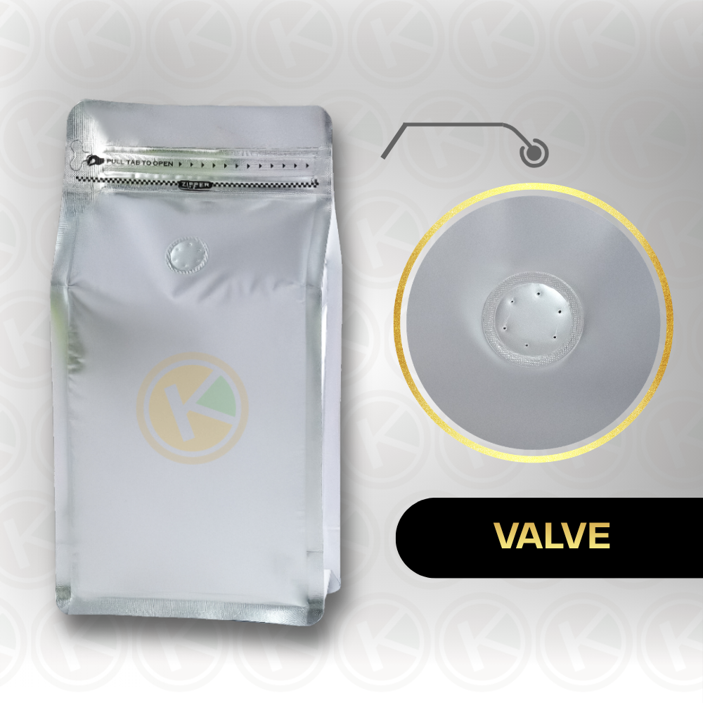 Flat Bottom 13 x 26 dengan Valve Kemasan Plastik Ziplock Warna Silver - Gambar 4
