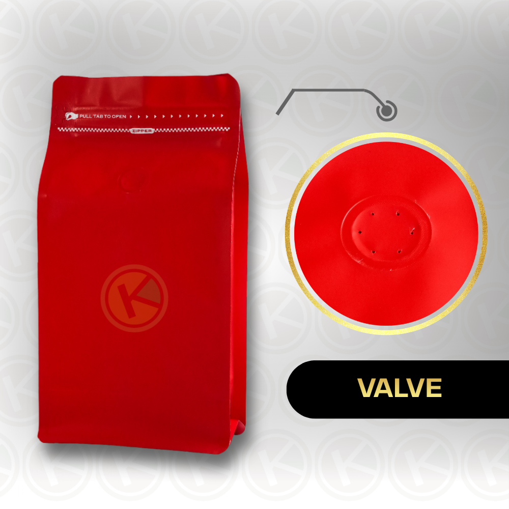 Flat Bottom 13 x 20 dengan Valve Kemasan Plastik Ziplock Warna Merah - Gambar 4