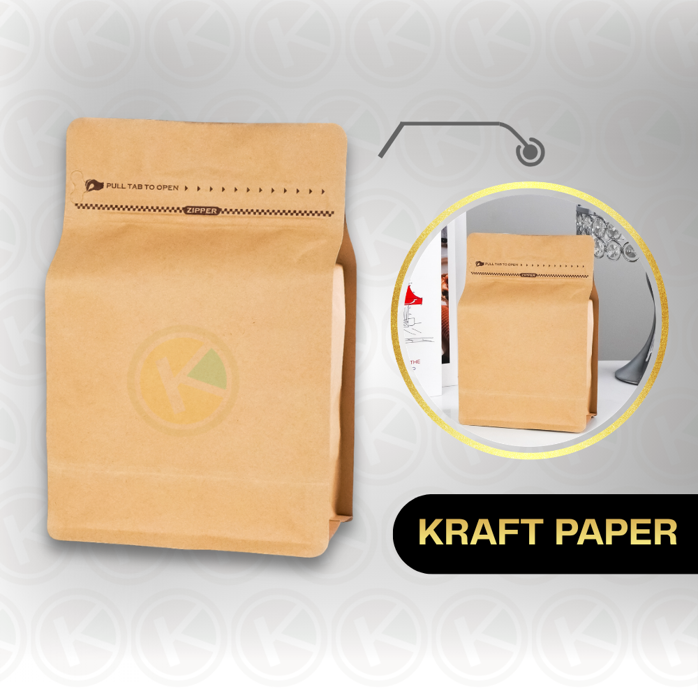 Flat Bottom 13 x 20 Kraft Paper Kemasan Plastik Ziplock Warna Coklat dengan Pull Tab - Gambar 4