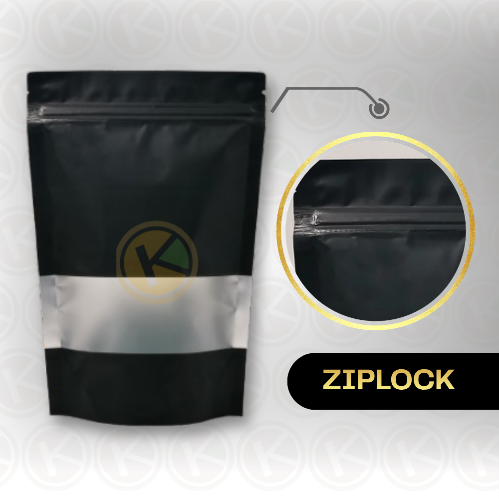 Standing Pouch 14 x 22 Kemasan Plastik Ziplock Window Warna Hitam - Gambar 4