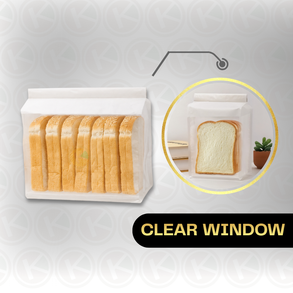 Kantong Roti Tawar 13x27 Wire Toast Bag Putih Window Transparan - Gambar 4