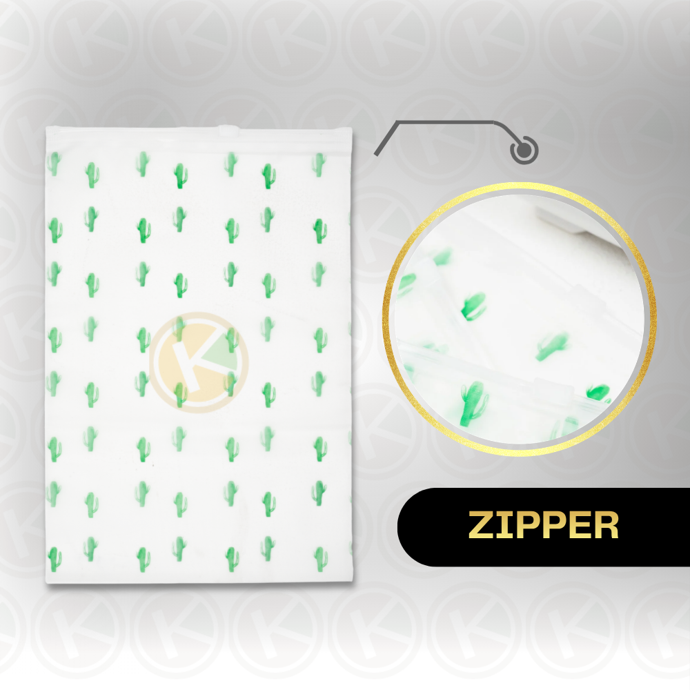Zipper Bag 20 x 30 Frosted Matte Buram Transparan Motif Kaktus - Gambar 4