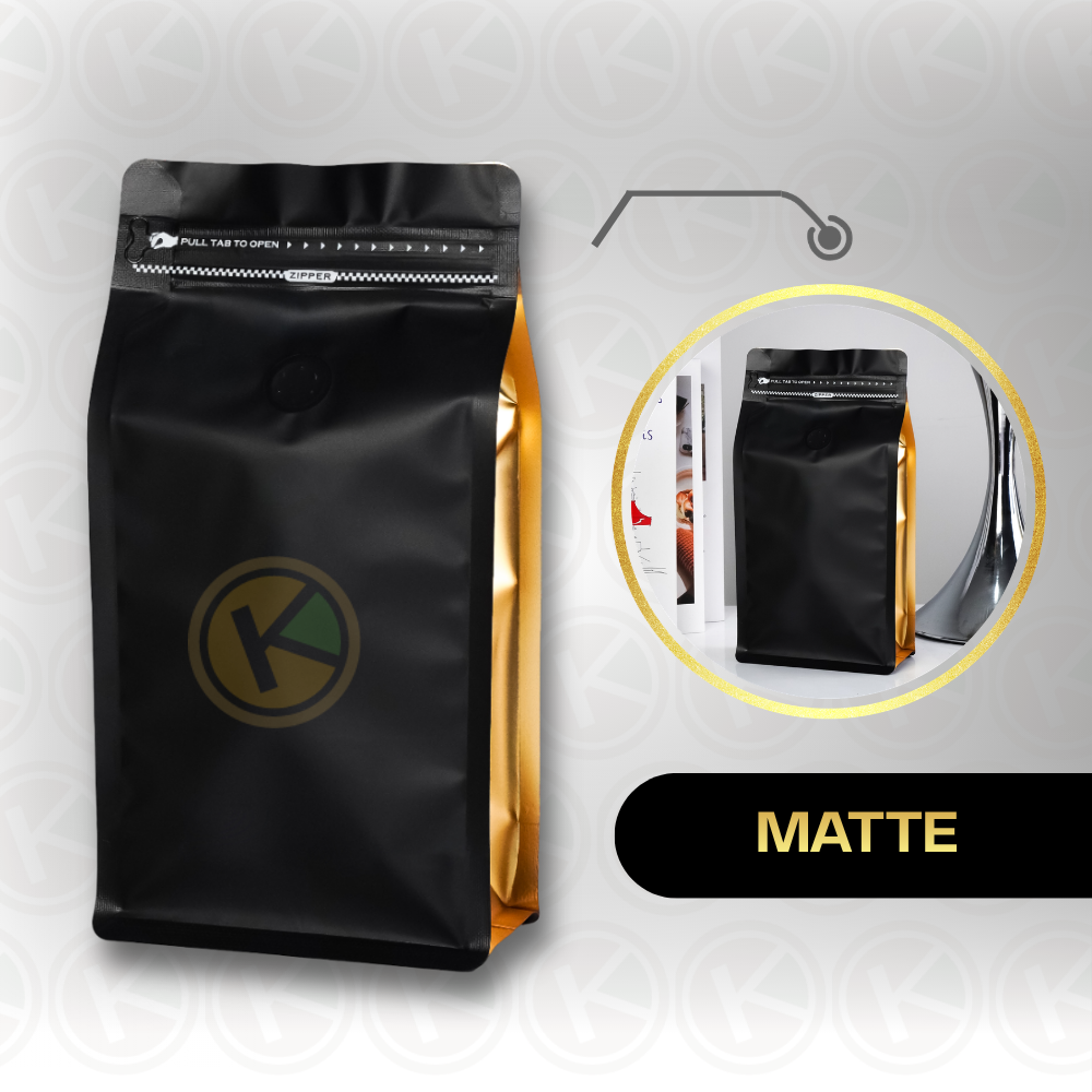 Flat Bottom 13 x 20 dengan Valve Kemasan Plastik Ziplock Warna Kombinasi Hitam dan Emas - Gambar 5