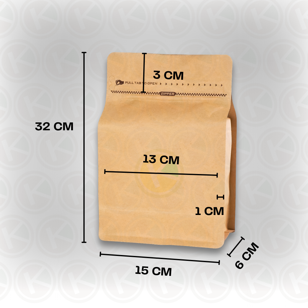 Flat Bottom 15 x 32 Kraft Paper Kemasan Plastik Ziplock Warna Coklat dengan Pull Tab - Gambar 2