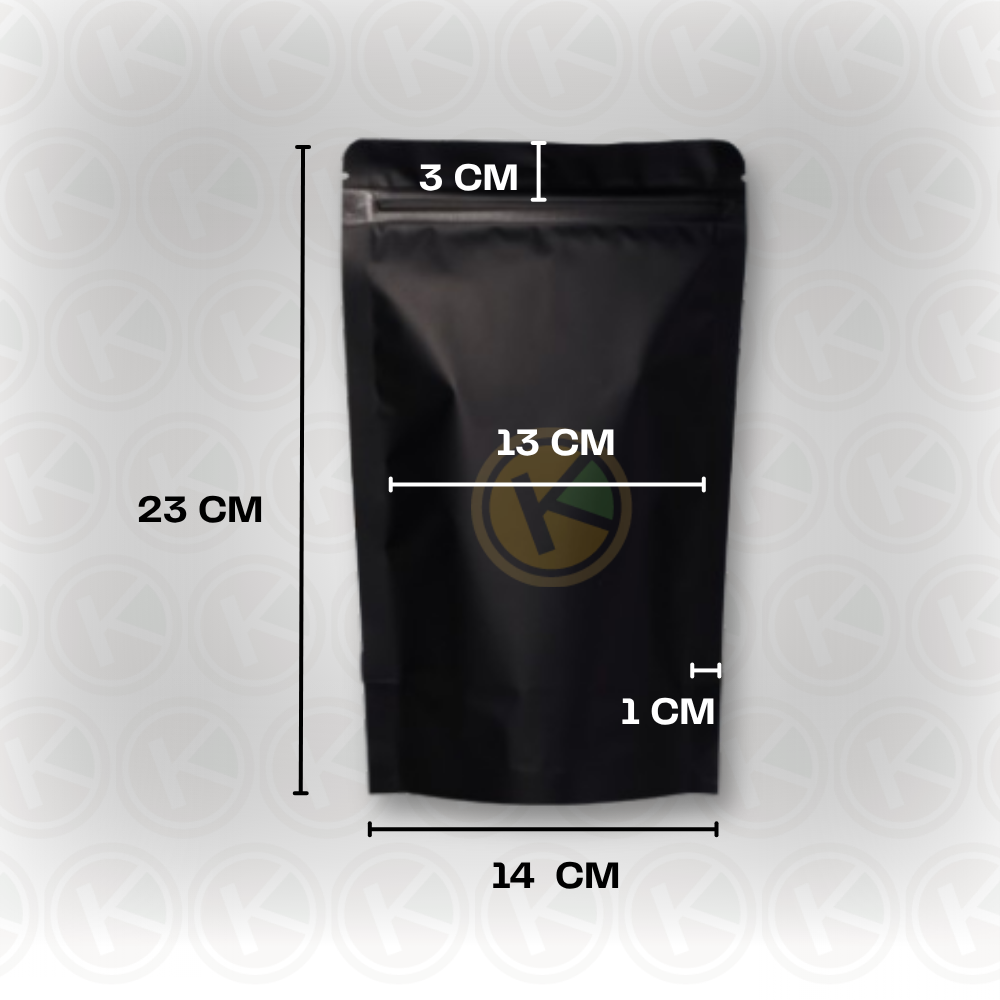 Standing Pouch 14 x 23 Kemasan Plastik Ziplock Non Window Hitam - Gambar 2