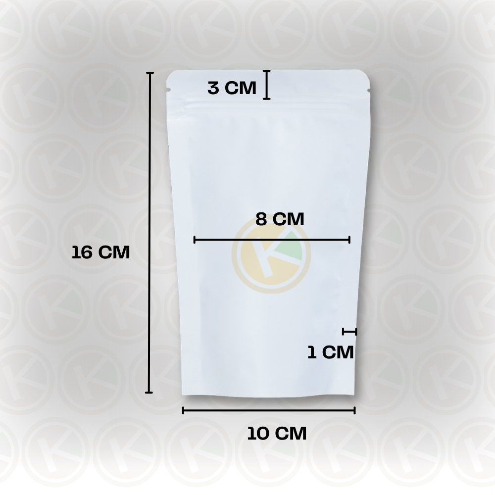 Standing Pouch 10 x 16 Kemasan Plastik Ziplock Non Window Putih - Gambar 2