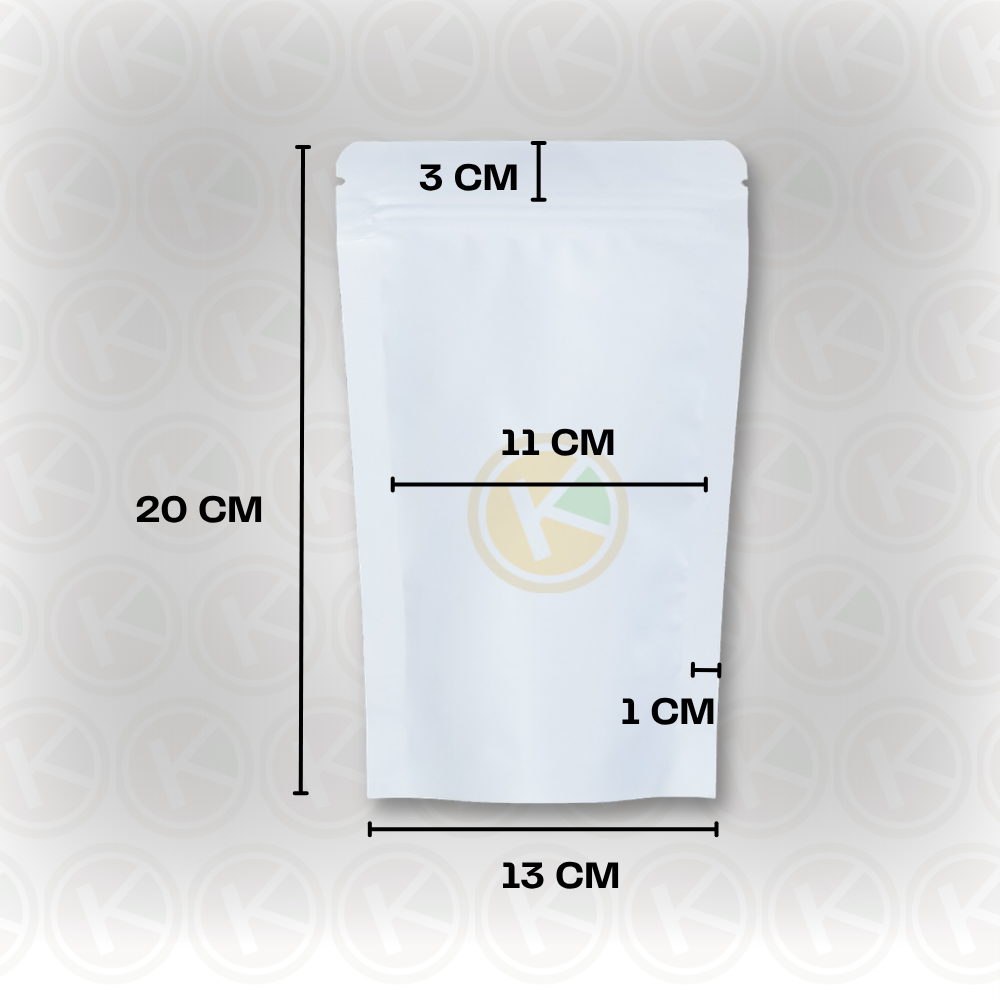 Standing Pouch 13 x 20 Kemasan Plastik Ziplock Non Window Putih - Gambar 2