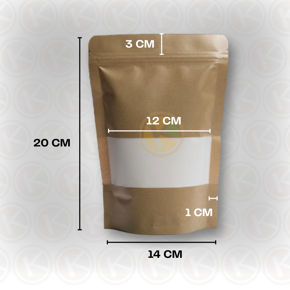 Standing Pouch 14 x 20 Kemasan Plastik Ziplock Window Kraft Paper - Gambar 2