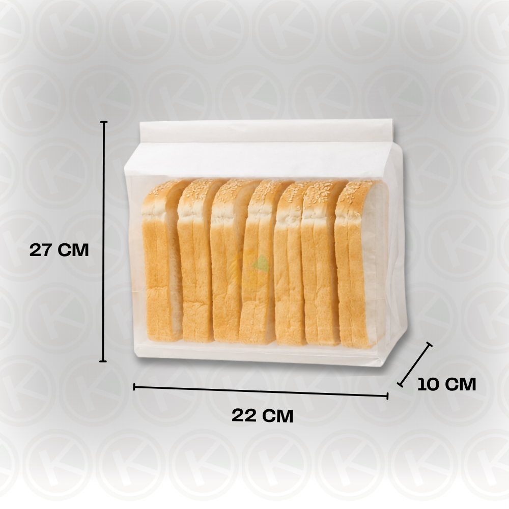 Kantong Roti Tawar 22 x 27 Wire Toast Bag Putih Window Transparan - Gambar 2