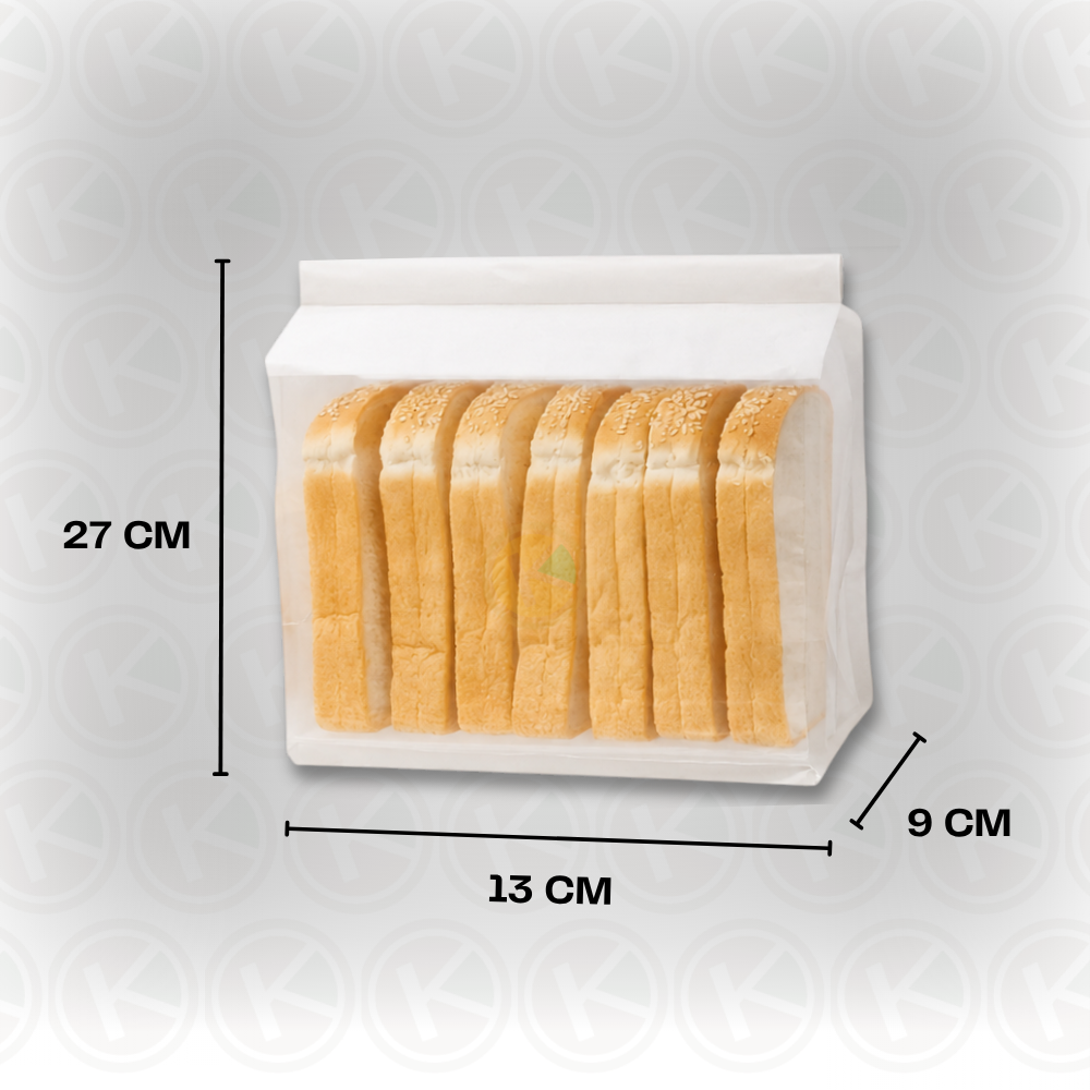 Kantong Roti Tawar 13x27 Wire Toast Bag Putih Window Transparan - Gambar 2