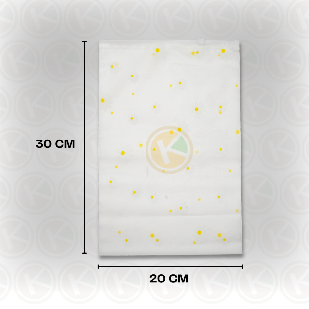 Zipper Bag 20 x 30 Frosted Matte Buram Transparan Motif Bunga - Gambar 2