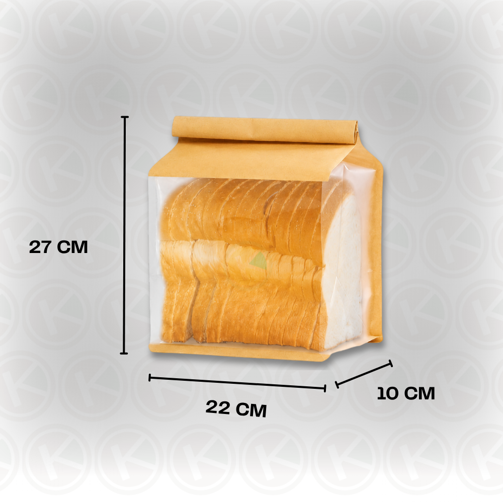Kantong Kertas Coklat Roti Tawar 22 x 27 - Paper Bag Snack Window Transparan - Gambar 2