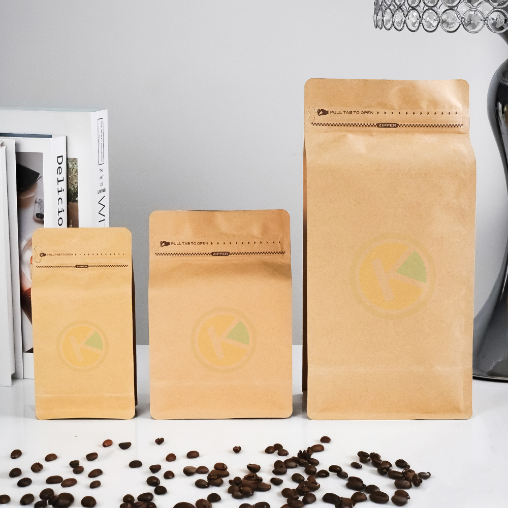 Flat Bottom 13 x 20 Kraft Paper Kemasan Plastik Ziplock Warna Coklat dengan Pull Tab - Gambar 5