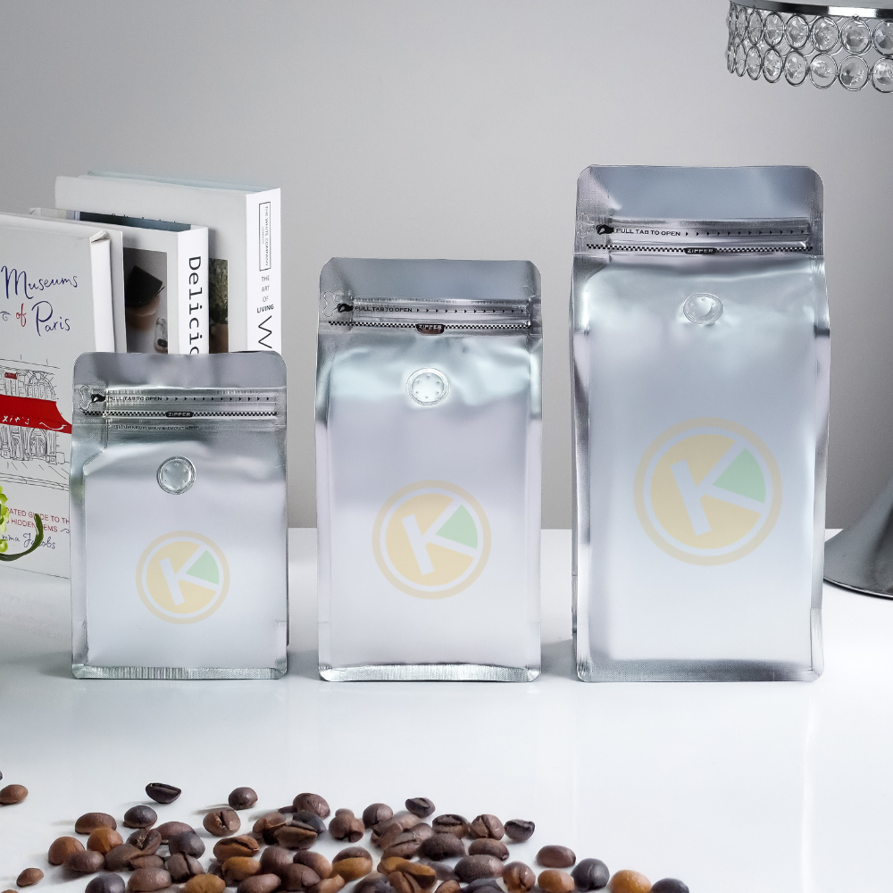 Flat Bottom 13 x 26 dengan Valve Kemasan Plastik Ziplock Warna Silver - Gambar 6