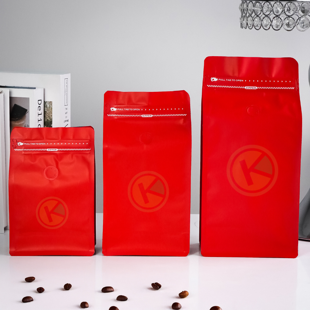Flat Bottom 13 x 20 dengan Valve Kemasan Plastik Ziplock Warna Merah - Gambar 6