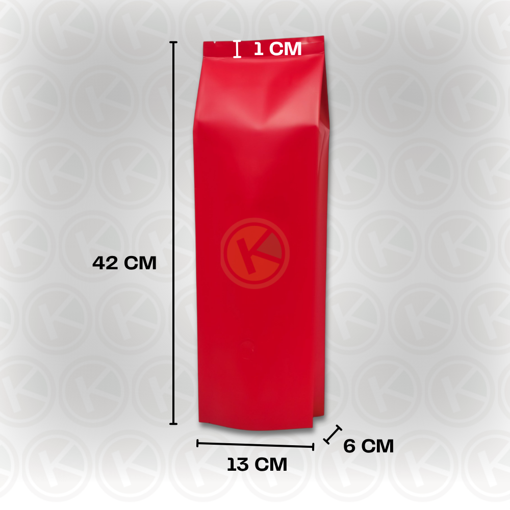 Gusset + Valve (13,5+7+1) x 42 Kemasan Plastik Metalized Merah Doff - Gambar 2