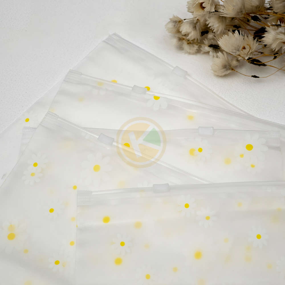 Zipper Bag 30 x 40 Frosted Matte Buram Transparan Motif Bunga - Gambar 6