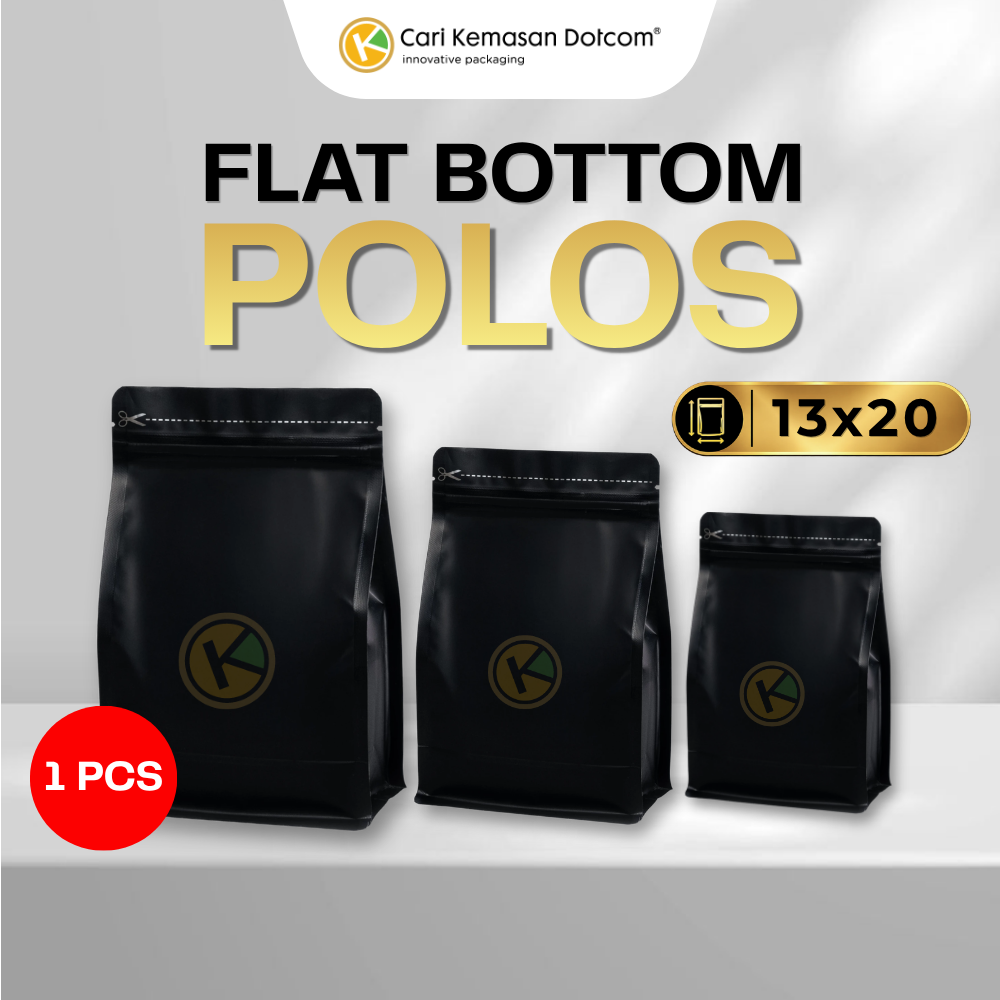 Flat Bottom Polos Hitam 13 x 20 Metalized