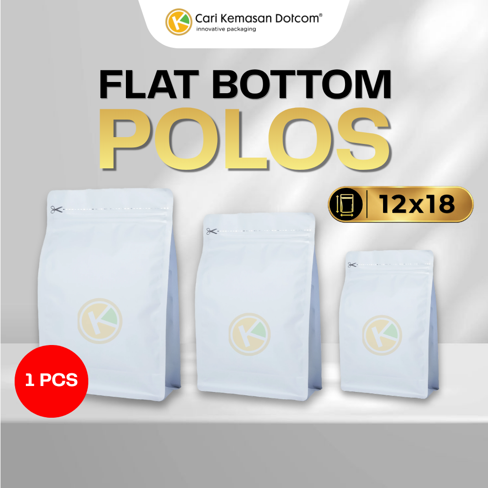Flat Bottom Polos Putih 12 x 18 Metalized