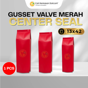 GS-V-M-13x42 Gusset + Valve (13,5+7+1) x 42 Kemasan Plastik Metalized Merah Doff