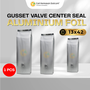 GS-V-S-13x42 Gusset + Valve (13,5+7+1) x 42 Kemasan Plastik Metalized Silver Doff