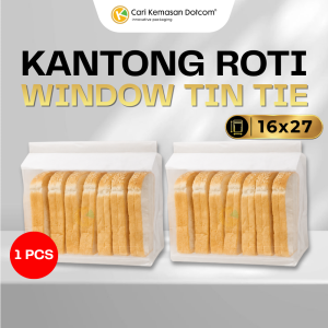 KR-W-T-16x27 Kantong Roti Tawar 16x27 Wire Toast Bag Putih Window Transparan