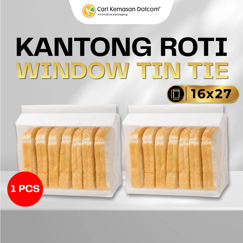 Kantong Roti Tawar 16x27 Wire Toast Bag Putih Window Transparan