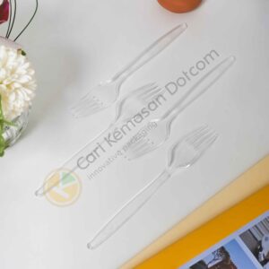 P1810585 ISI 25 Garpu Plastik Food Grade – Warna Bening Transparan