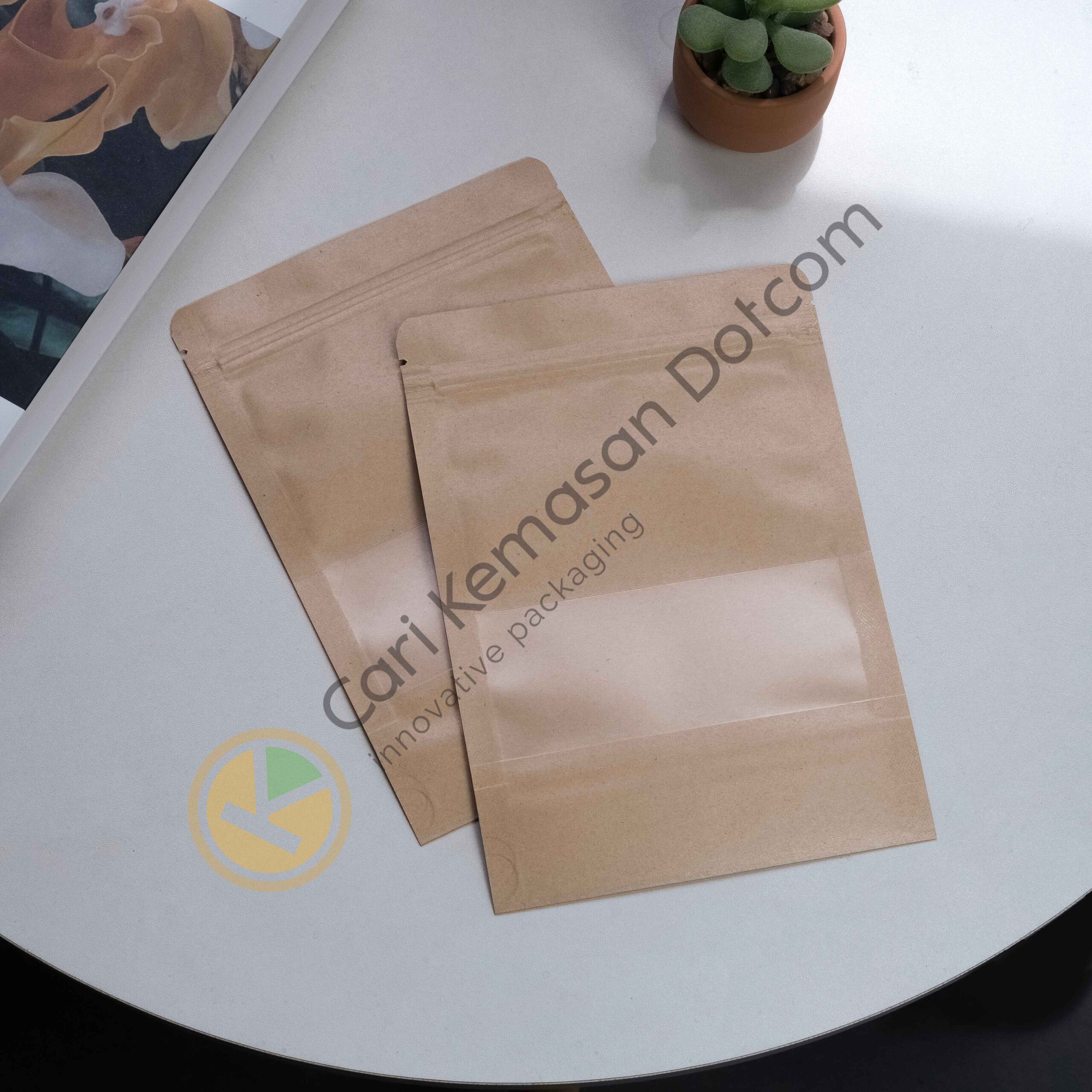 Standing Pouch 14 x 20 Kemasan Plastik Ziplock Window Kraft Paper - Gambar 4