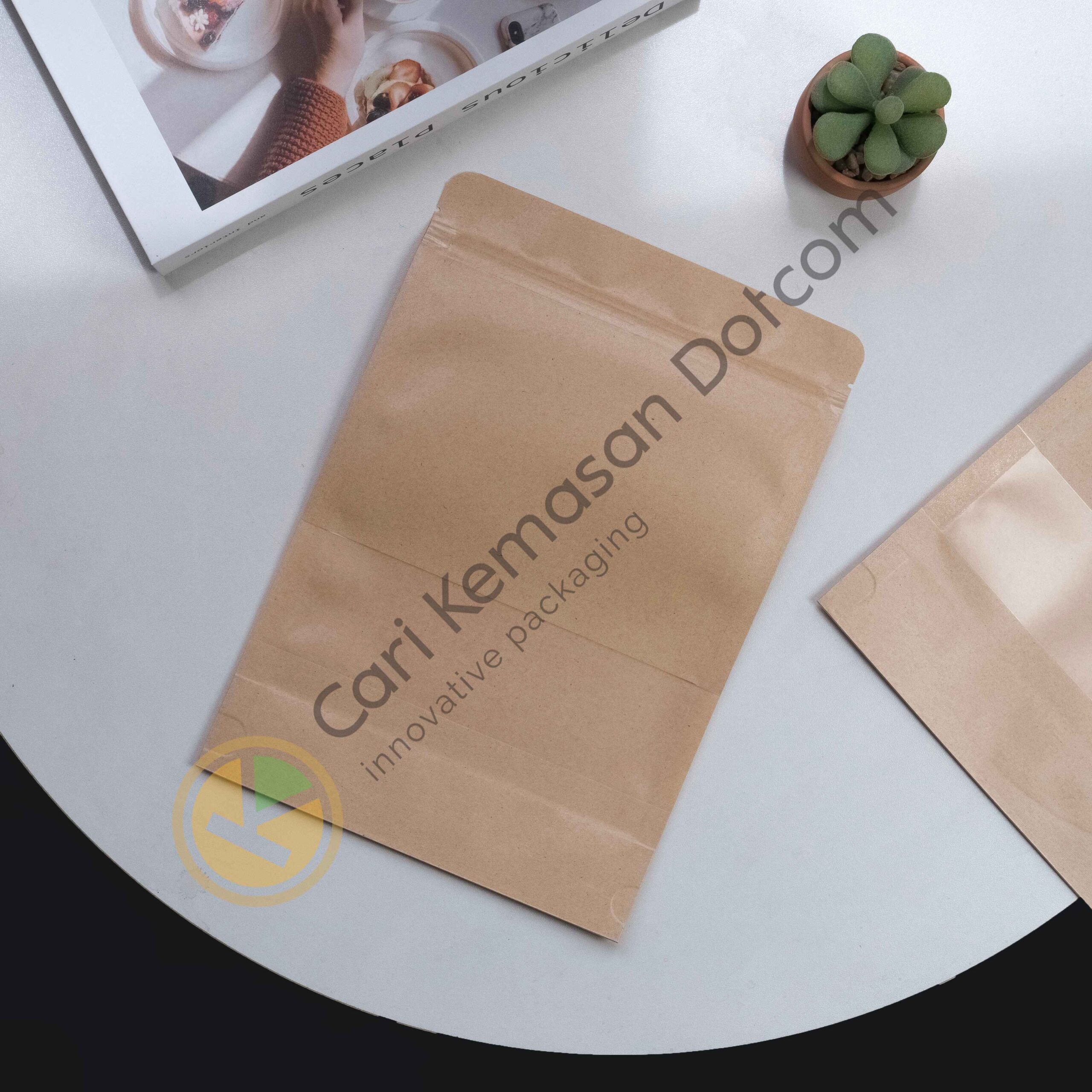 Standing Pouch 14 x 20 Kemasan Plastik Ziplock Window Kraft Paper - Gambar 5